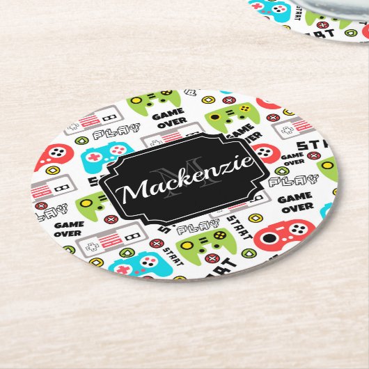 Videospiel Runder Pappuntersetzer (Angewinkelt)