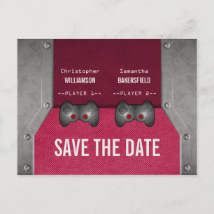 Videospiel Save the Date Postkarte, rosa Ankündigungspostkarte