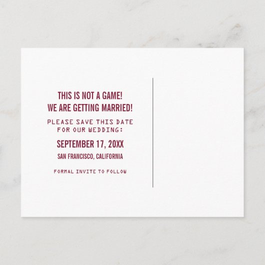 Videospiel Save the Date Postkarte, rosa Ankündigungspostkarte (Rückseite)