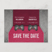 Videospiel Save the Date Postkarte, rosa Ankündigungspostkarte (Vorderseite)