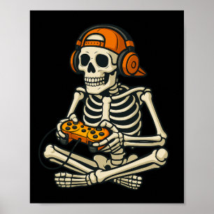 Videospiel Skeleton Halloween Gaming Teens Gamer M Poster