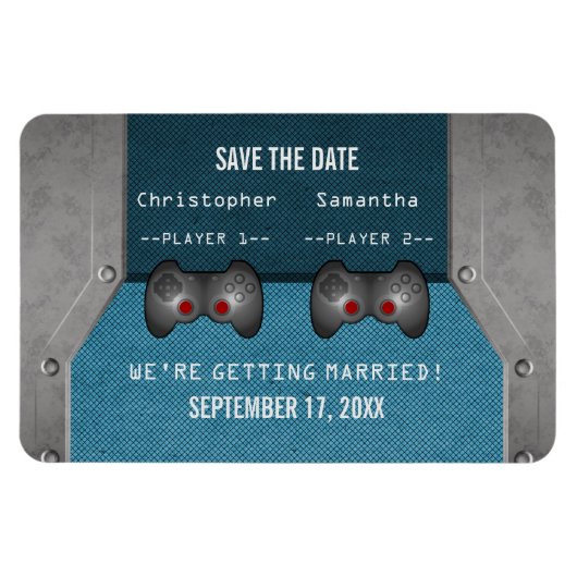 Videospiel Speichern Sie das Datum-Magnet, Blau Magnet (Horizontal)