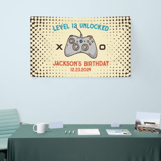 Videospiel-Spielstand Ungesperrter Gamer Boy Männe Banner (Messeveranstaltung)