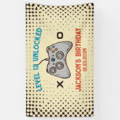 Videospiel-Spielstand Ungesperrter Gamer Boy Männe Banner (Vertikal)