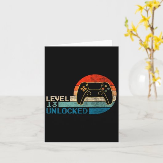 Videospielcontroller entsperrt Stufe 13 Geburtstag Karte (Gelbe Blume)