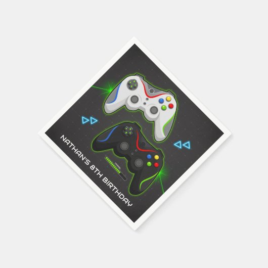 Videospielcontroller Geburtstagsparty Gamer Serviette (Ecke)