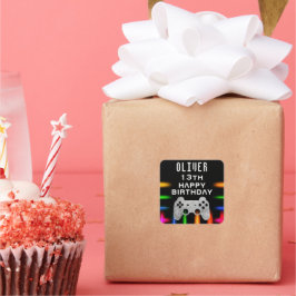 Videospielcontroller Neon Gaming Geburtstag Quadratischer Aufkleber