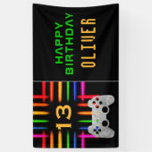 Videospielcontroller Neon Gaming Geburtstagsparty Banner (Vertikal)