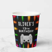 Videospielcontroller Neon Gaming Geburtstagsparty Pappbecher (Rückseite)