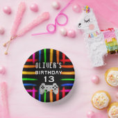 Videospielcontroller Neon Gaming Geburtstagsparty Pappteller (Party)