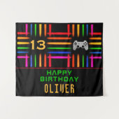 Videospielcontroller Neon Gaming Geburtstagsparty Wandteppich (Vorderseite (Horizontal))