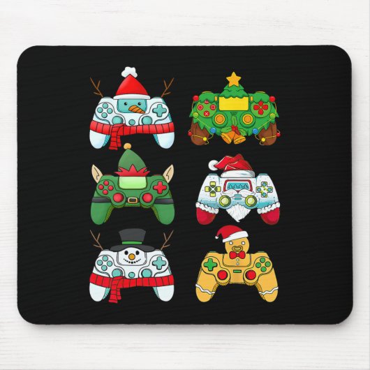 Videospielcontroller Weihnachtsmannmütze Gamer Boy Mousepad (Vorne)