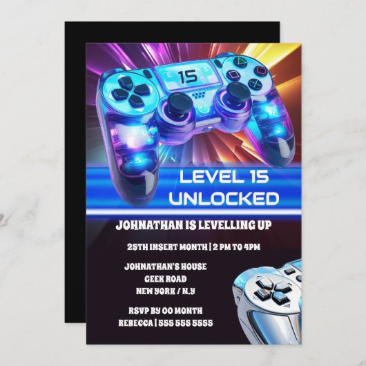 Videospiele des Gamemontrollers in jedem Alter Einladung (Vorne/Hinten)