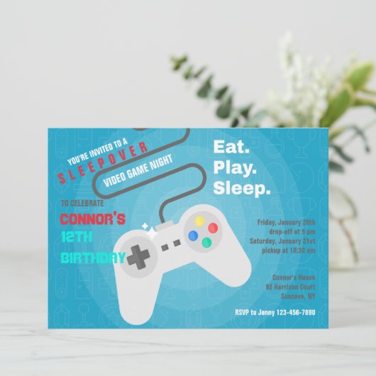 Videospiele Geburtstagsparty Einladungen (Stehend Vorderseite)