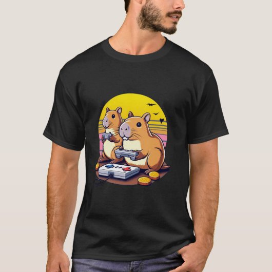 Videospiele Lover Capybara T-Shirt (Vorderseite)