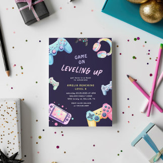 Videospiele Pastel Niedlicher Kindergeburtstag Ein Einladung