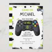 Videospiele zum Geburtstag Einladung (Vorne/Hinten)