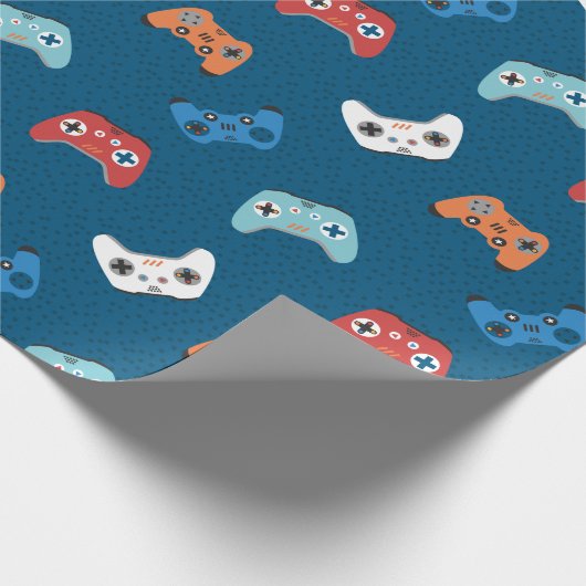 Videospielecontroller dunkelblau geschenkpapier (Ecke)
