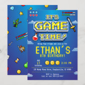 Videospieleinladung, Gamer-Party, Videospiel Einladung (Vorne/Hinten)