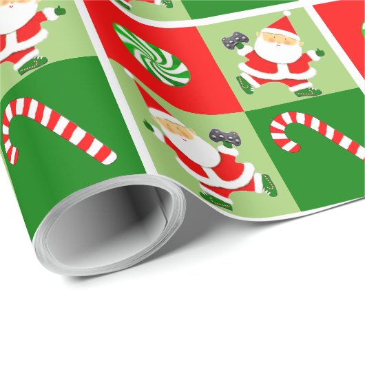 Videospieler-Geschenk zur Feiertagssaison Geschenkpapier (Rolleneckpunkt)