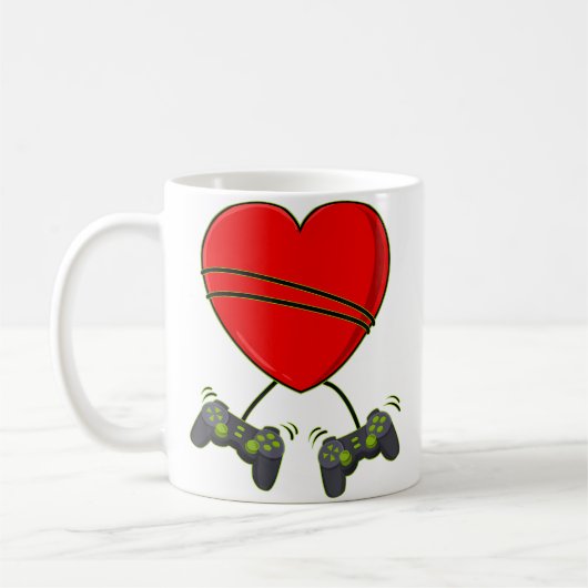 Videospieler-Herz-Controller Valentinstag Jungen  Kaffeetasse (Links)