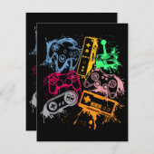 Videospielkonsole Controller Retro 80's 90's Arc Begleitkarte (Vorne/Hinten)