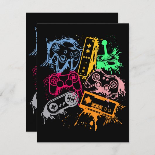 Videospielkonsole Controller Retro 80's 90's Arc Begleitkarte (Vorne/Hinten)
