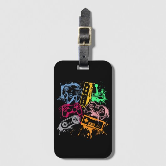 Videospielkonsole Controller Retro 80's 90's Arc Gepäckanhänger (Vorderseite Vertikal)