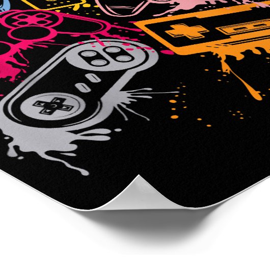 Videospielkonsole Controller Retro 80's 90's Arc Poster (Ecke)