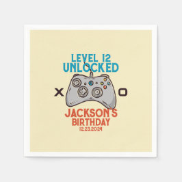 Videospiellevel Unlocks Junge Geburtstagsparty Serviette
