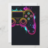 Videospiellevel-Up-Gamer Neon Geburtstag Einladung (Rückseite)