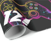 Videospiellevel-Up-Gamer Neon Geburtstag Geschenkpapier (Rolleneckpunkt)
