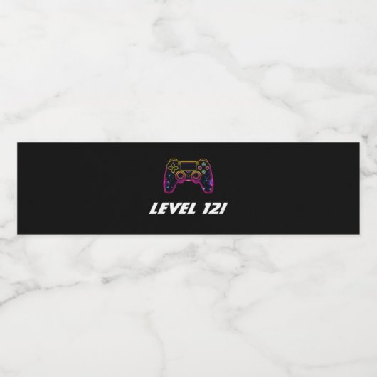 Videospiellevel-up Gamer Neon Wasserflaschenetikett (Einzelnes Label)