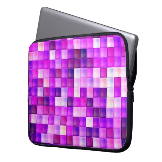 Videospielpixel rosa Quadrat Muster Laptopschutzhülle (Vorderseite Links)