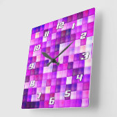 Videospielpixel rosa Quadrat Muster mit Zahlen Quadratische Wanduhr (Winkel)