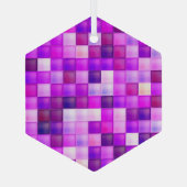 Videospielpixel rosa Quadrat Muster Ornament Aus Glas (Rückseite)