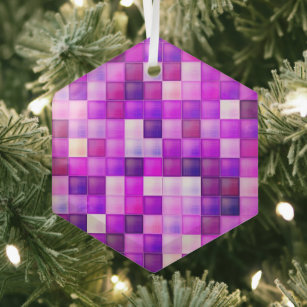 Videospielpixel rosa Quadrat Muster Ornament Aus Glas
