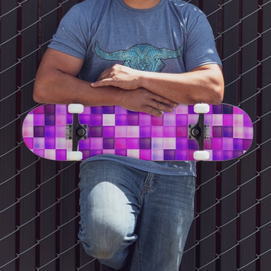 Videospielpixel rosa Quadrat Muster Skateboard (Außenbereich 3)