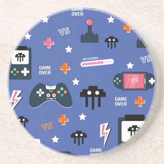 Videospielregler Party Pattern Gamer Getränkeuntersetzer (Vorne)