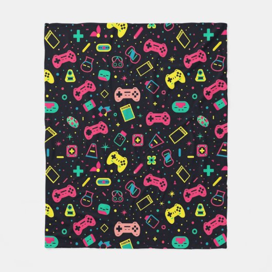 Videospielregler und Spielzeugmuster Fleecedecke (Vorderseite)