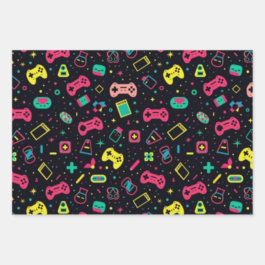 Videospielregler und Spielzeugmuster Geschenkpapier Set (Vorderseite 2)