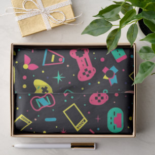 Videospielregler und Spielzeugmuster Seidenpapier
