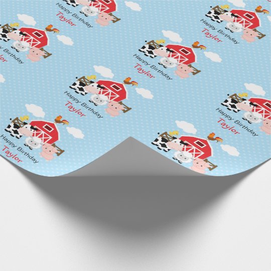 Vieh Blauer Jungen Geburtstag Personalisiert Geschenkpapier Zazzle De