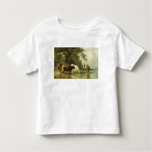 Vieh, das in einer Fluss-Landschaft wässert Kleinkind T-shirt