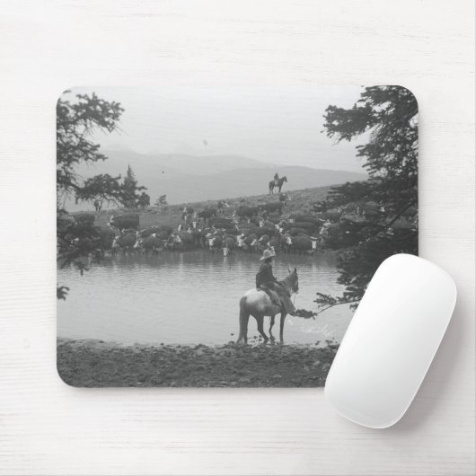 Vieh durch einen Teich mit zwei Cowboys Mousepad (Mit Mouse)