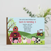 Vieh-Geburtstags-Party Einladung (Stehend Vorderseite)