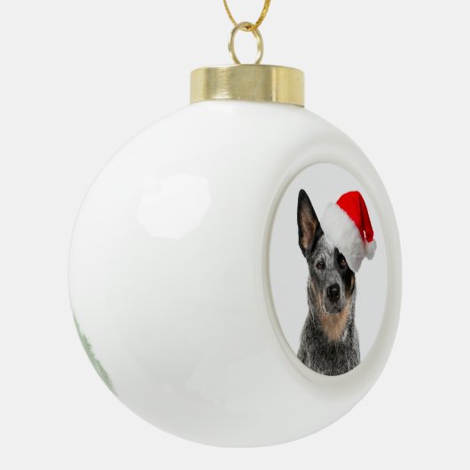 Vieh-Hundeweihnachtsverzierung Keramik Kugel-Ornament (Links)