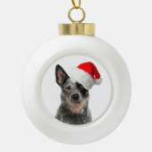 Vieh-Hundeweihnachtsverzierung Keramik Kugel-Ornament (Vorderseite)