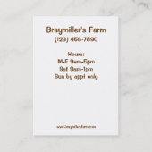 Vieh Pferd, Kuh, Schwein-Visitenkarten Visitenkarte (Rückseite)