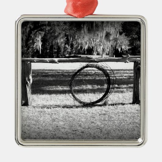 Vieh-Ranch Silbernes Ornament (Vorne)